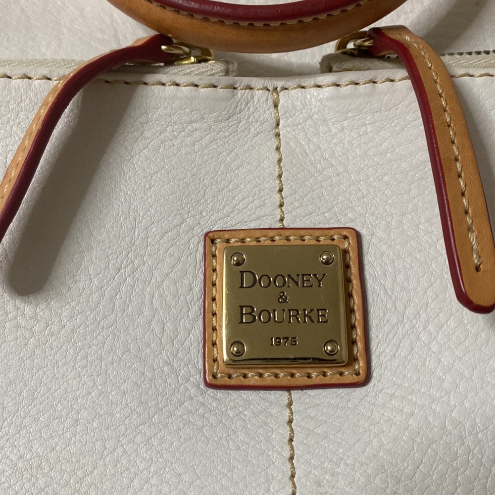 Dooney and Bourke White Dillen Double Pocket Peddle Leather Satchel Vintage - Picture 3 of 14